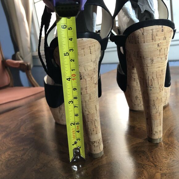 Michael Kors Adair Blk Suede Cork Platform High Heel Sandals Size 10M New In Box - Picture 8 of 11